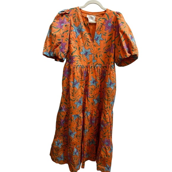 Tuckernuck Hyacinth House Dress Womens Orange Floral Cisco Maxi Small NWT $168 - Picture 14 of 14